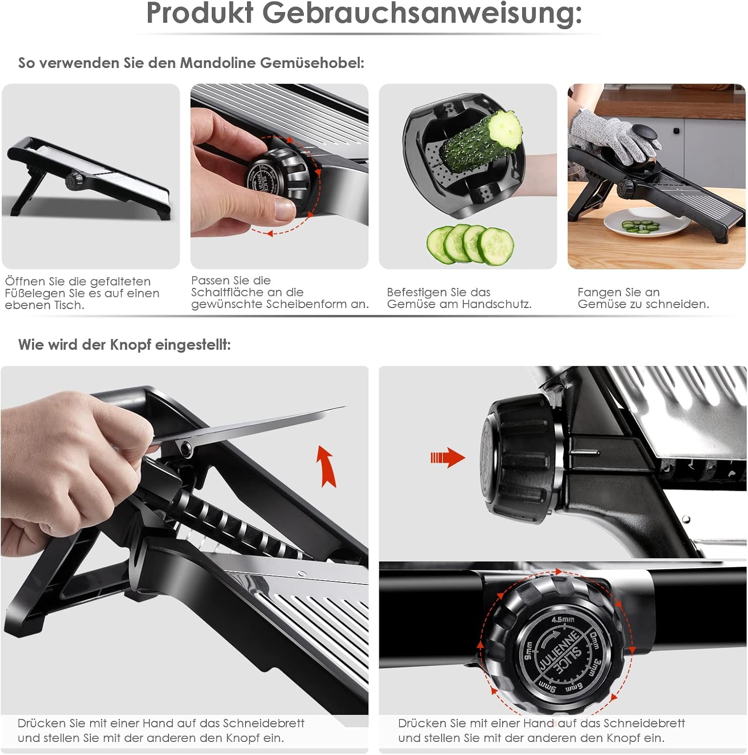 Mandolina Professionale Regolabile in Acciaio – Fette da 1 a 9 mm + Taglio Julienne - immagine 2