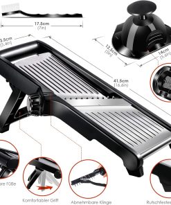 Mandolina Professionale Regolabile in Acciaio – Fette da 1 a 9 mm + Taglio Julienne