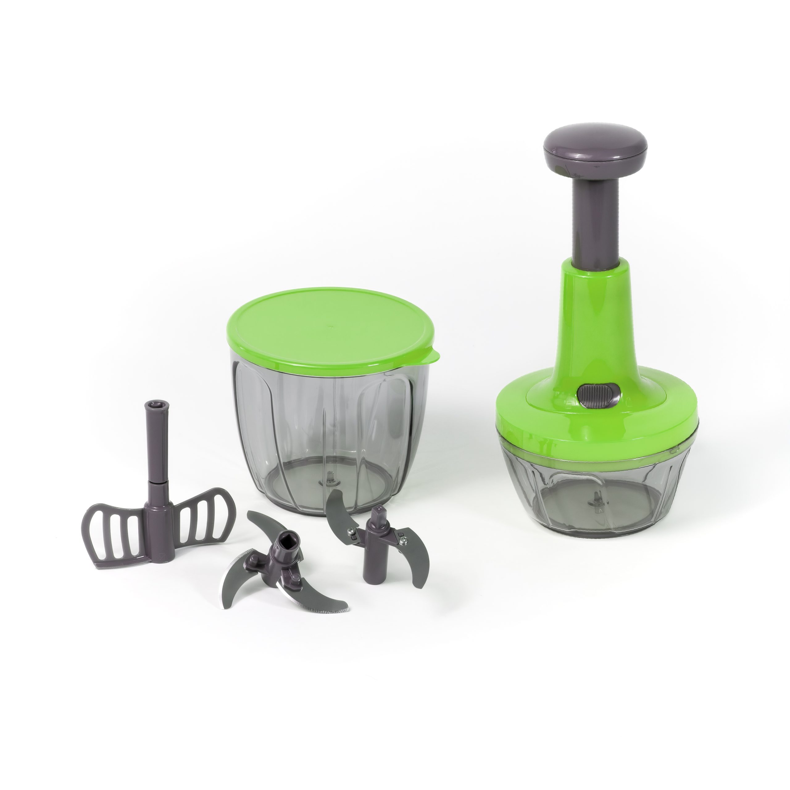 Mixer Tritatutto Manuale, 5 Lame acciaio Inox, Trita Verdure Manuale, Frullatore Manuale Taglio di Cipolla Manuale Tritaverdure, press Chopper, Contenitore 900 + 500 ml - immagine 2